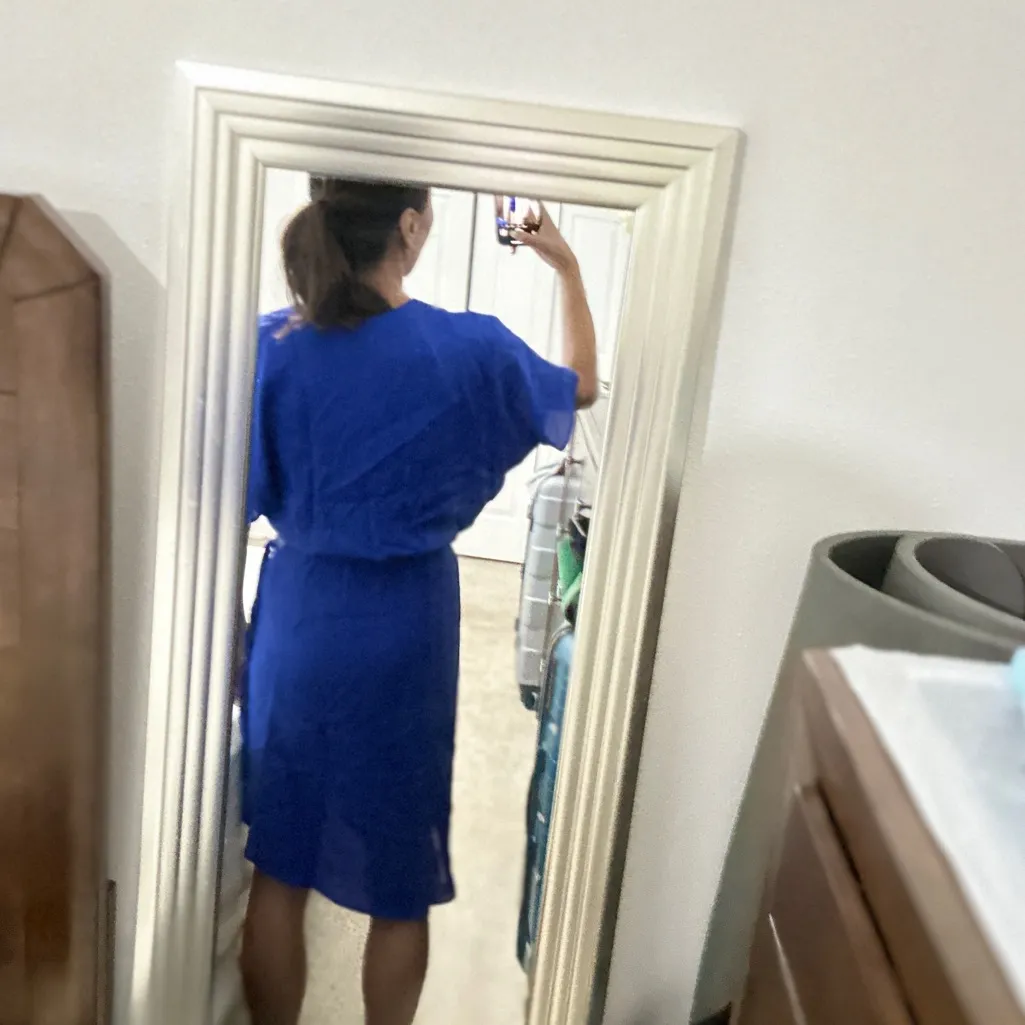 La Perla  abito incrociato bath-suit cover royal blue silk wrapped pareo/IT38 - Image 4