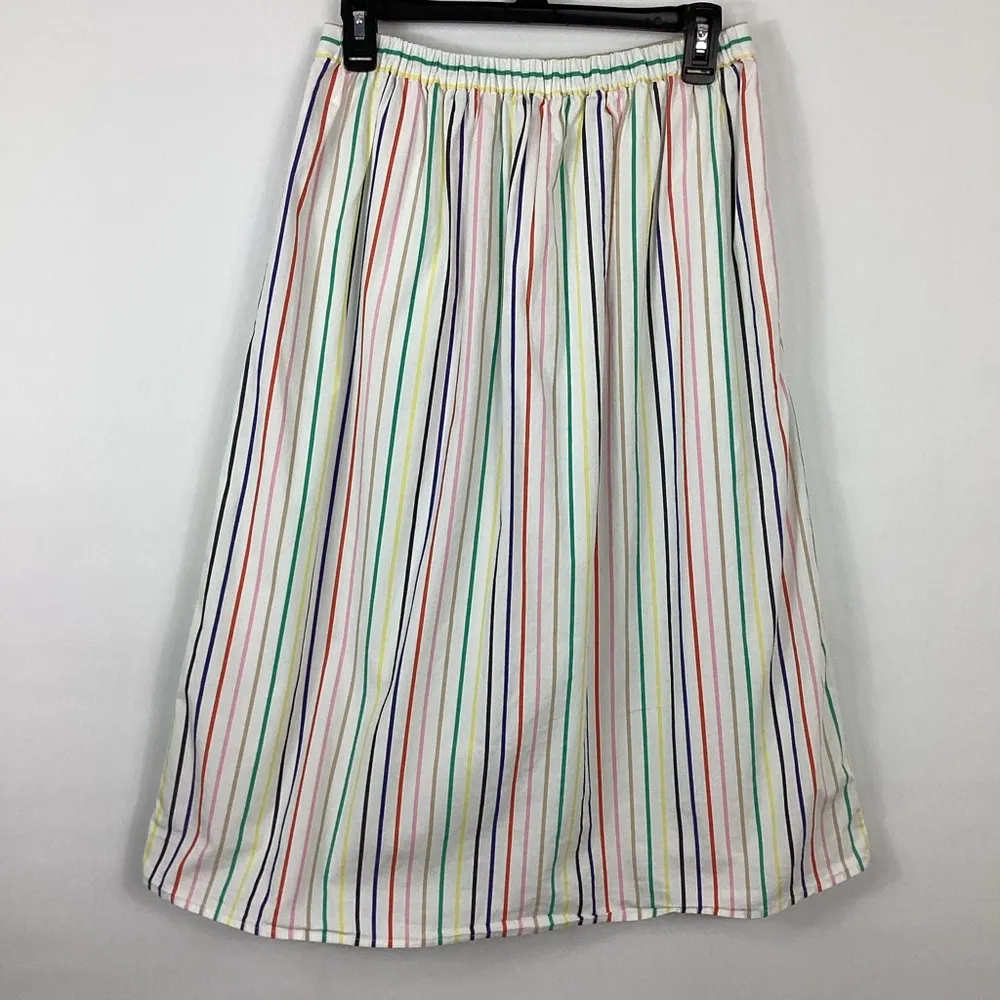 J. Crew Poplin Rainbow Striped Skirt Size Small - Image 6