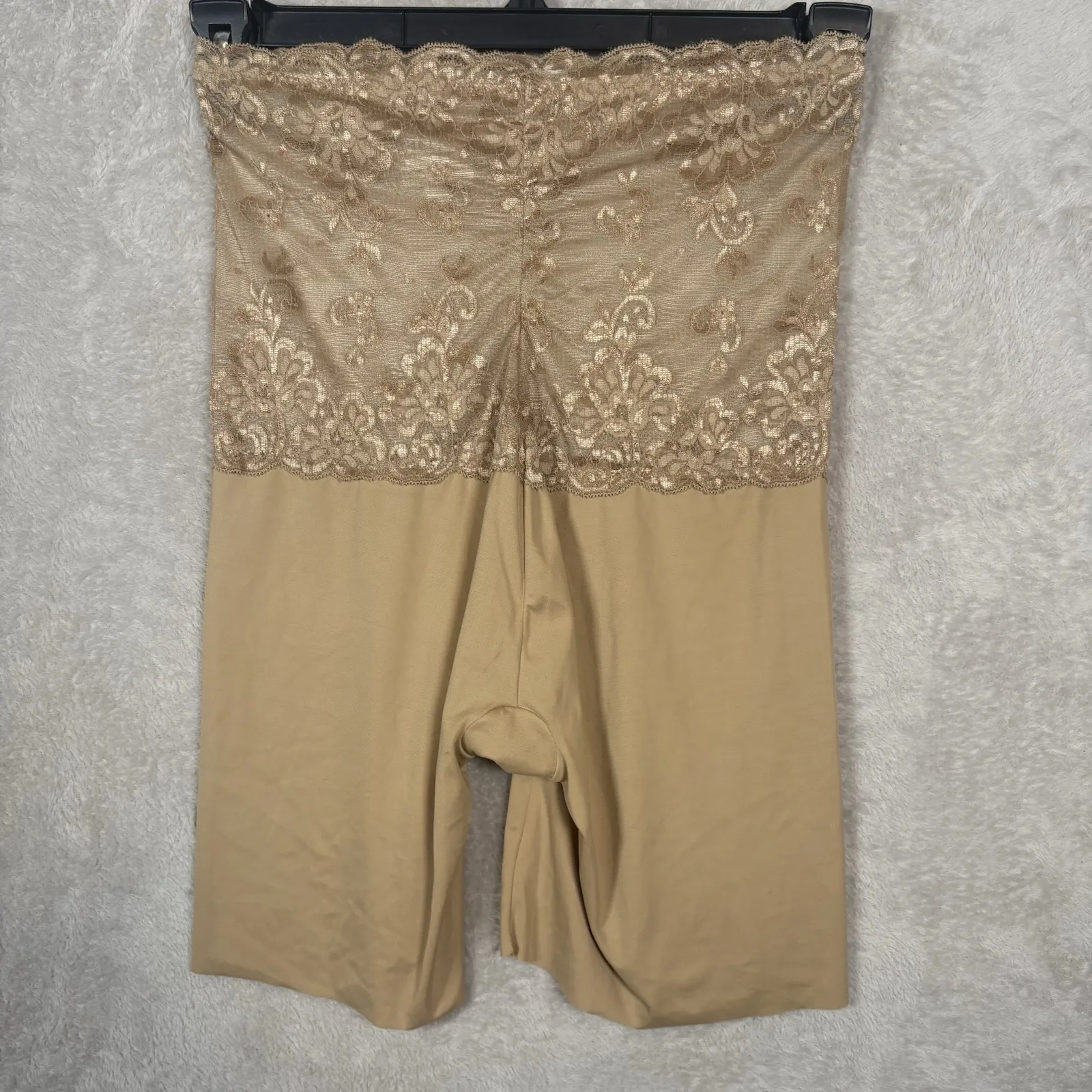 Love Your Assets by Sara Blakely Spanx High Waisted Shorts Lace Band 1X Beige Tan Size XL - Image 2