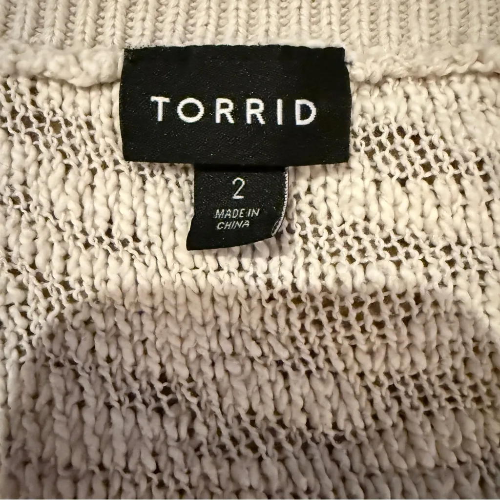 Torrid Off White Gray Long Sleeve V Neck Knit Pullover Sweater Sz‎ 2X - Image 5