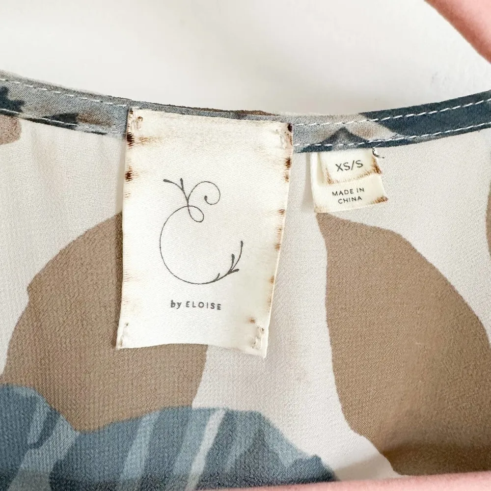 Anthropologie E by Eloise Blue Cream Floral Ruffle Trim Sheer Kimono Robe XS S - Image 9