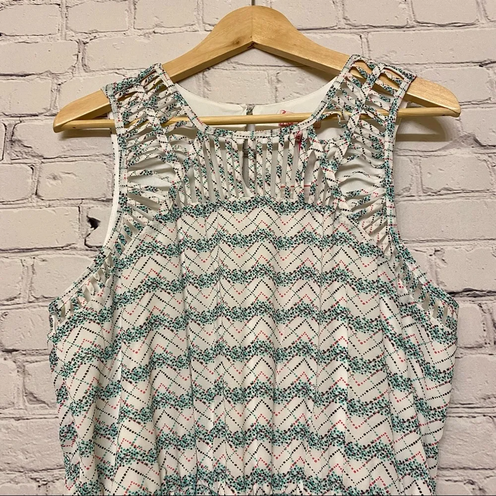 Candie’s Women’s Lattice Yoke Tank Midi Dress w/ Belt Dot Chevron Size XL NWT - Image 4