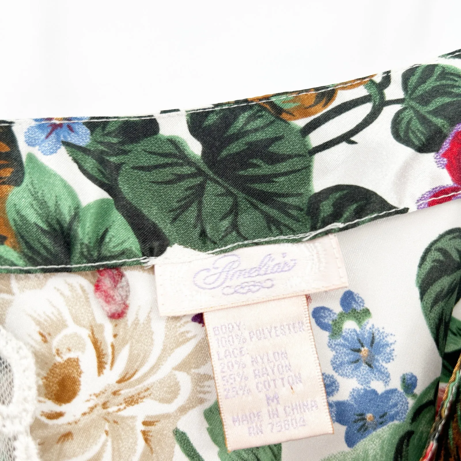 Amelias Womens VTG Vintage Y2K Coquette‎ Tropical Lace Floral Cami Top Size M Green Size M - Image 4