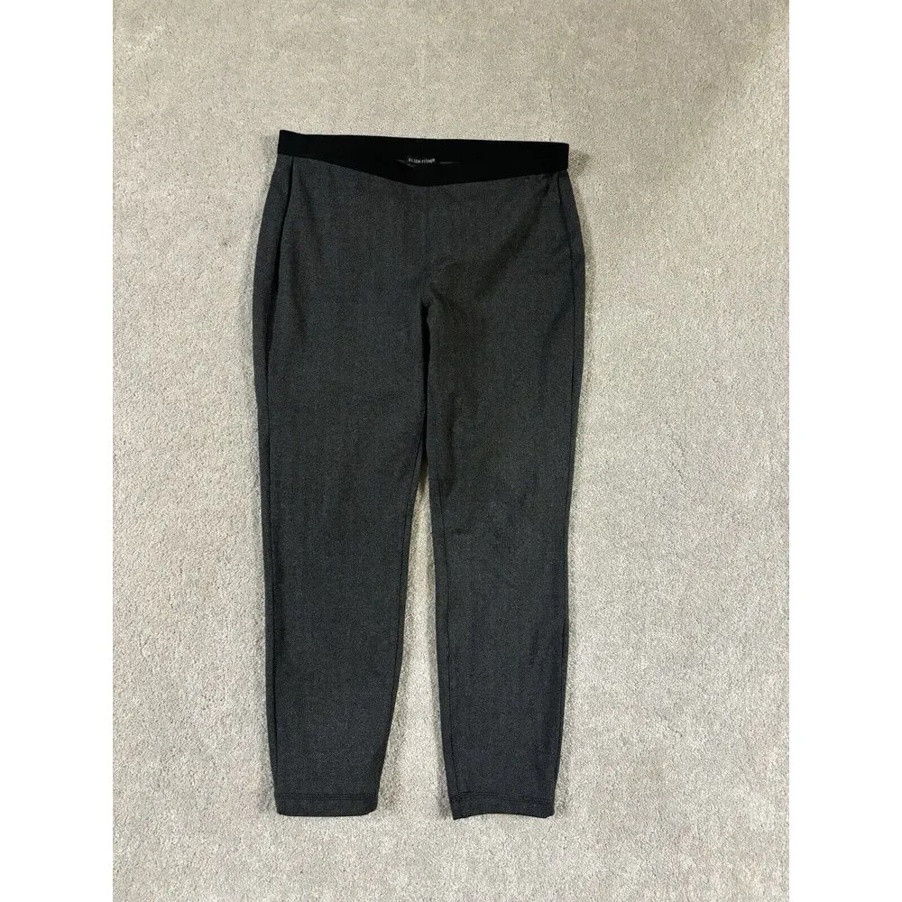 Eileen Fisher Small Black & gray Herringbone‎ Print Pull on Leggings - Image 2