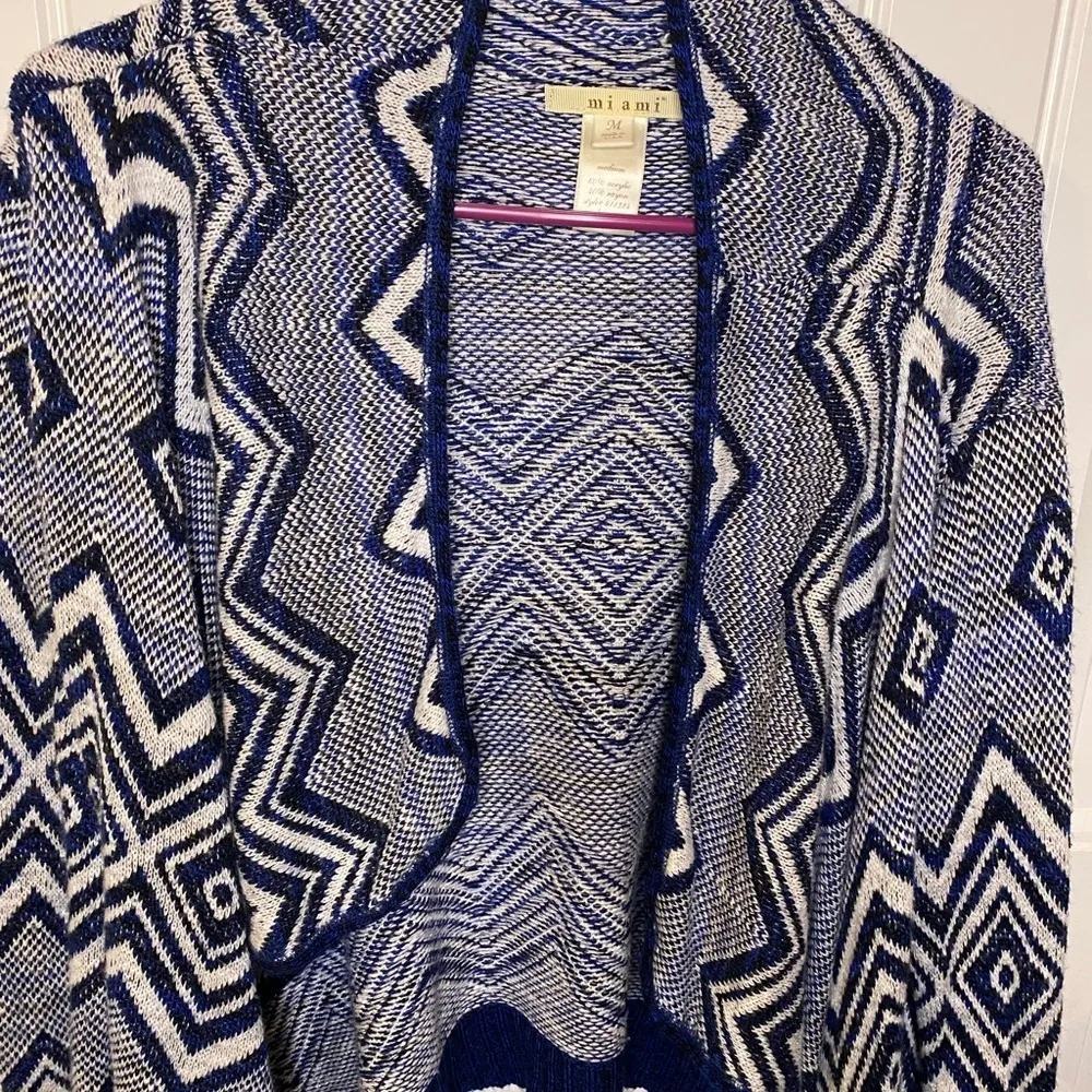 Miami Royal Blue and White Aztec Print Cardigan - Image 8
