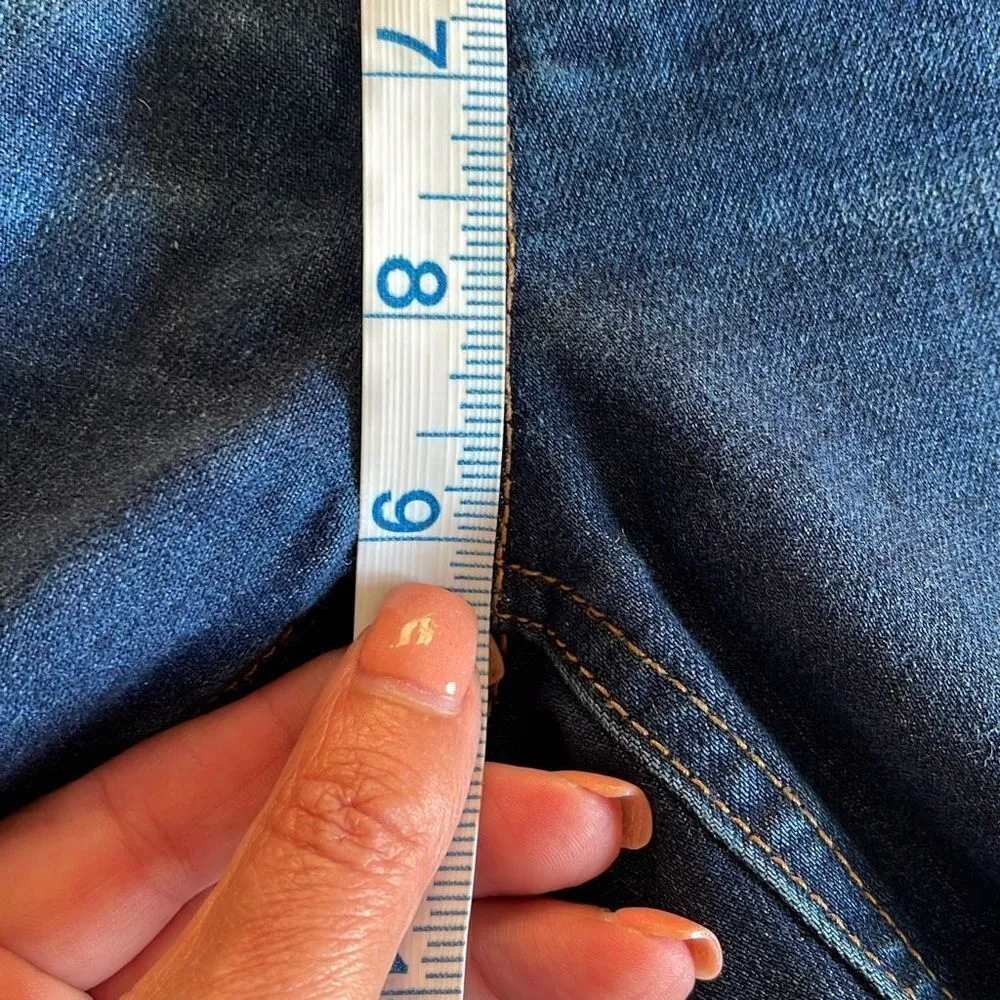 Makers Of True Originals Cropped Denim Stretch Jeans Mid Rise Size 29/8 Dark Rin Blue - Image 10