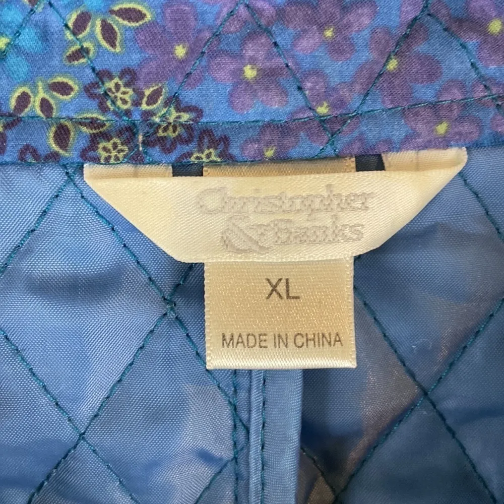 Quilted Floral Frenzy Full Zip Jacket Christopher & Banks Size XL Boho Garden - Image 3