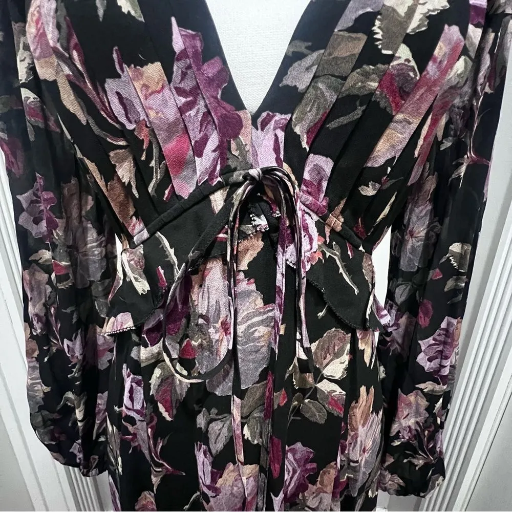 NWT The Kooples BLACK LONG FLORAL PRINT DRESS size 8 women's - Image 10