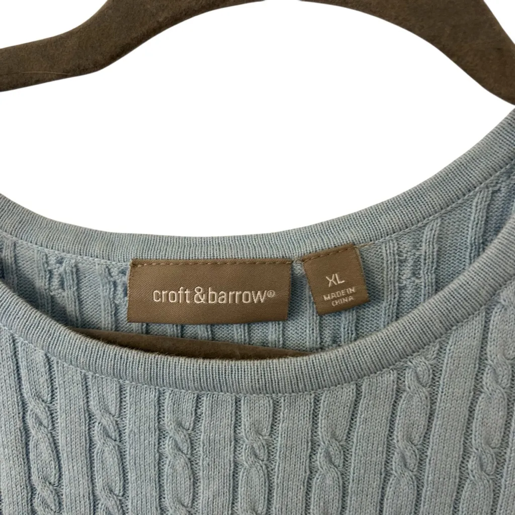 Vintage Croft & Barrow Baby Blue Knit Design Sweater Top Shirt Women’s Size XL! - Image 2