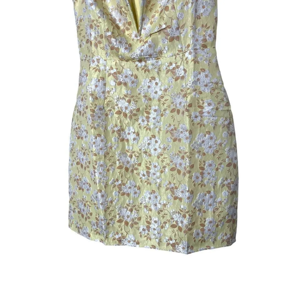 Lulus Favorite Song‎ Yellow Floral Jacquard Off-The Shoulder Mini Dress S NWT - Image 3