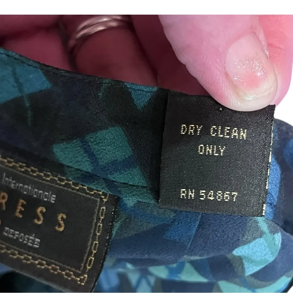 Vintage 90s Express Navy Geometric Schoolgirl Skirt 11/12 Dark Romantic Academia - Image 4