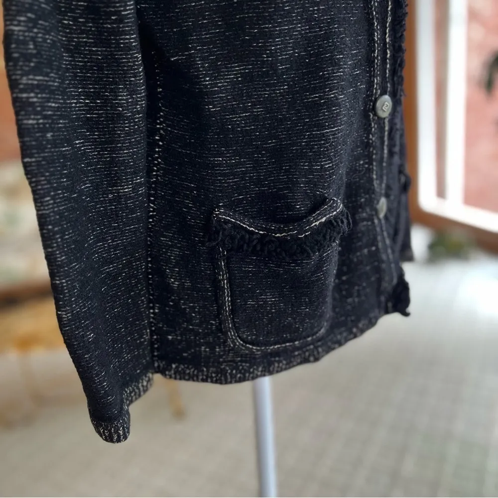 Doncaster Cardigan Fringe Black Wool Blend Sweater S Dressy Lunch Party Work - Image 15