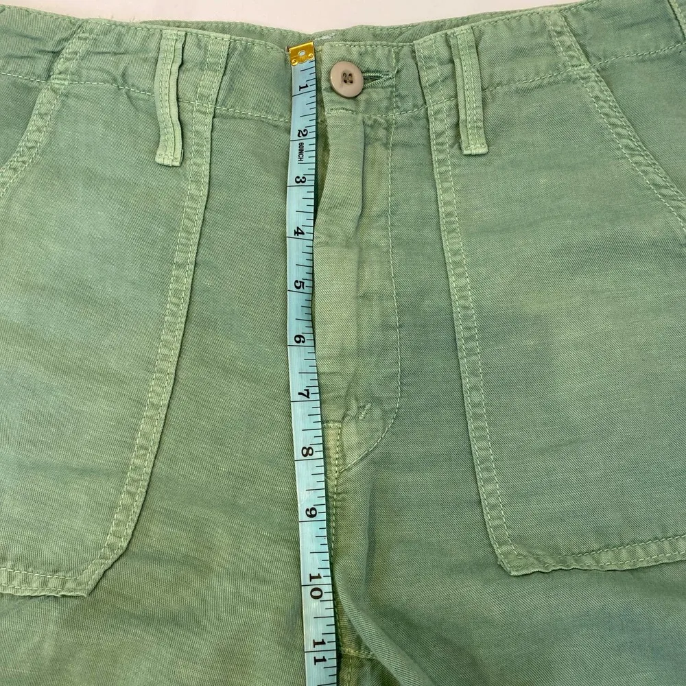 Mother The Shaker Chop Crop Hedge Green Pants Cotton Linen EUC Sz 27 - Image 13