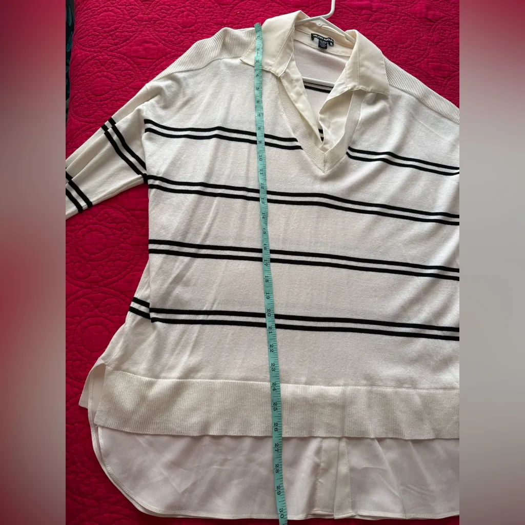 Hilary Radley Women's 2-Fer Sweater, Off-White & Black Stripe, Size XXL - Image 11