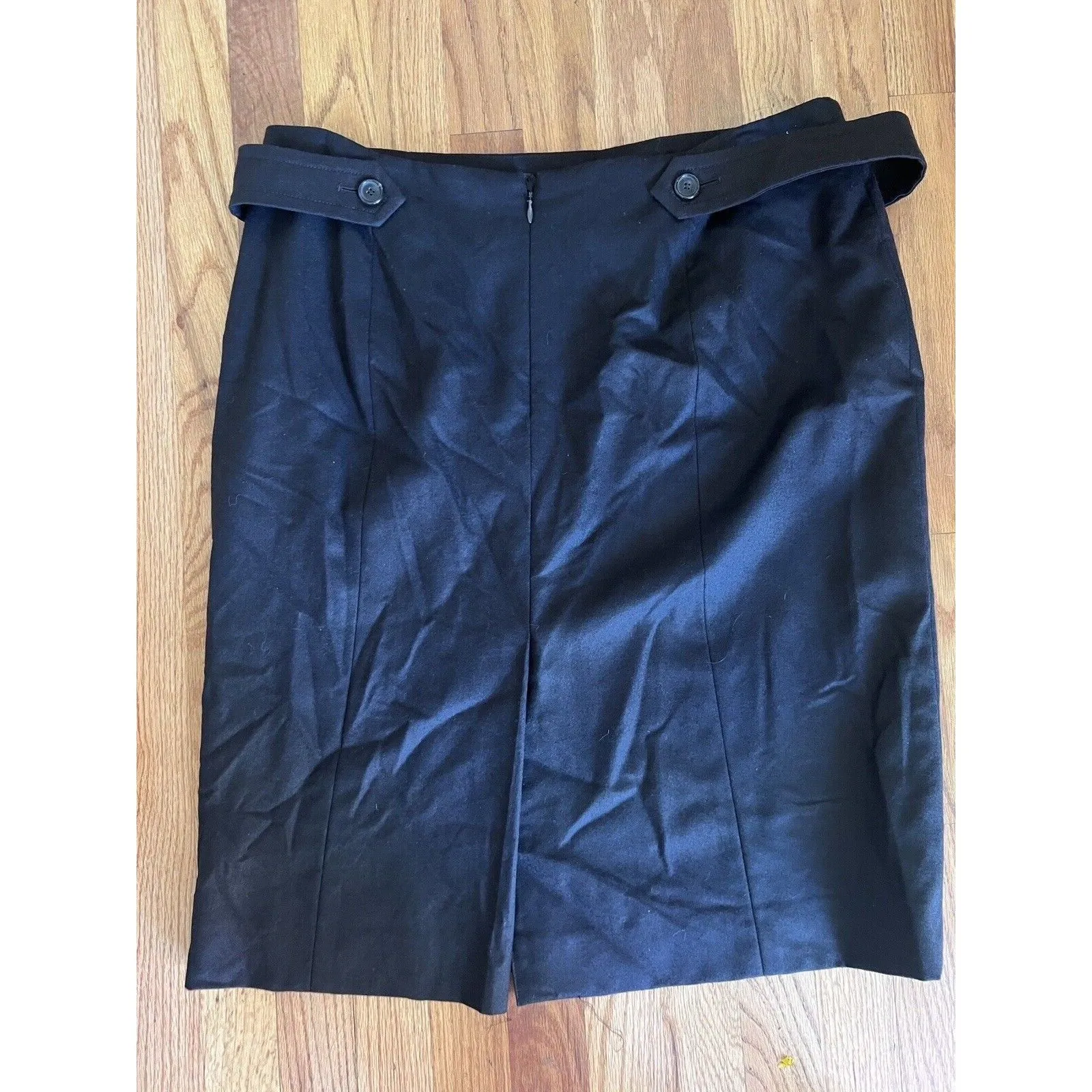 Akris‎ Women's 16 Brown Pencil Skirt Belt Accents  Wool Work Business Lined - Image 6