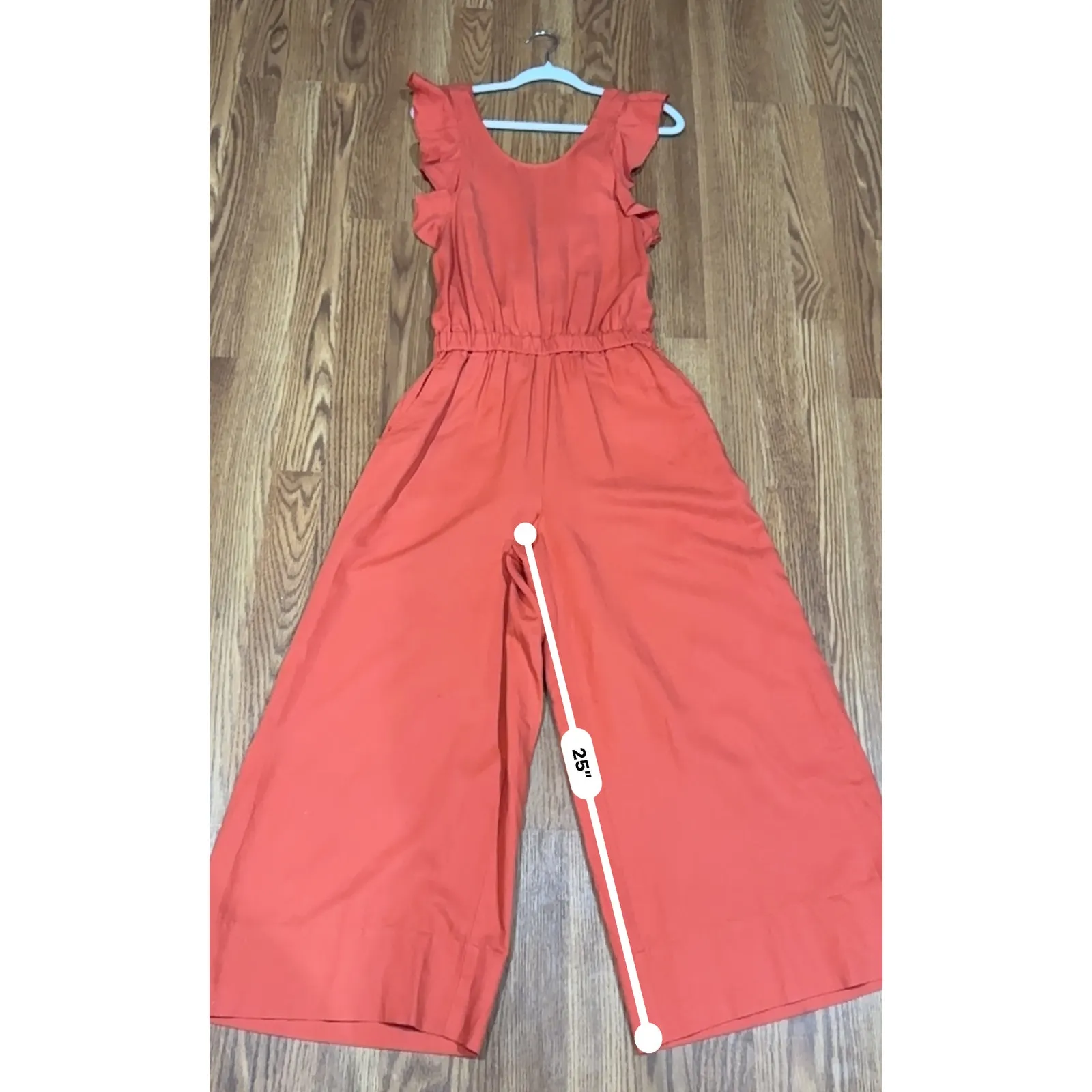 ULLA JOHNSON ORANGE LINEN BLEND OPEN CROSS-BACK ANKLE JUMPSUIT SZ 4 - Image 10