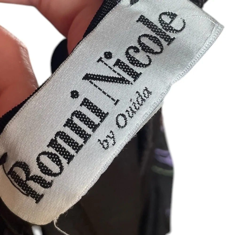 Ronni Nicole Vintage 90s Black Purple Witch Goth Whimsygoth Floral Stretch Dress - Image 6