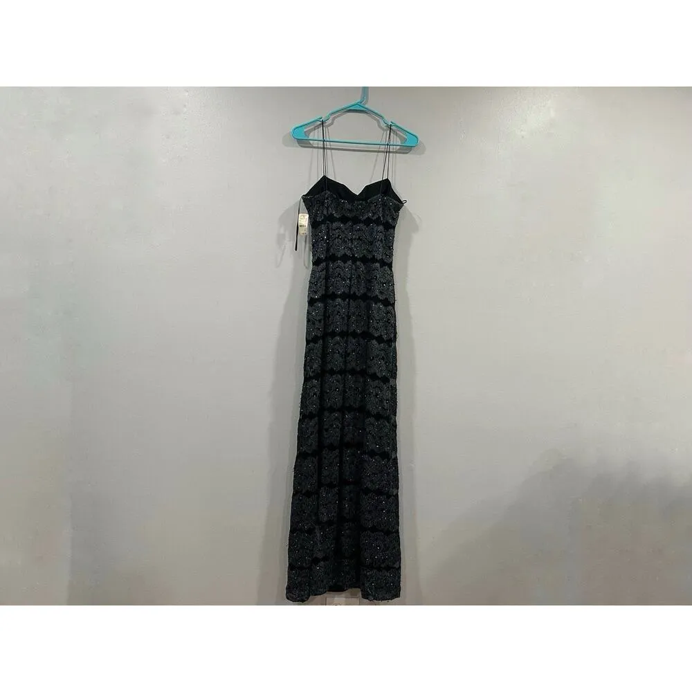 JS Boutique Black Lace and Sequin Sleeveless Maxi Dress US 14 Deadstock NEW - Image 5
