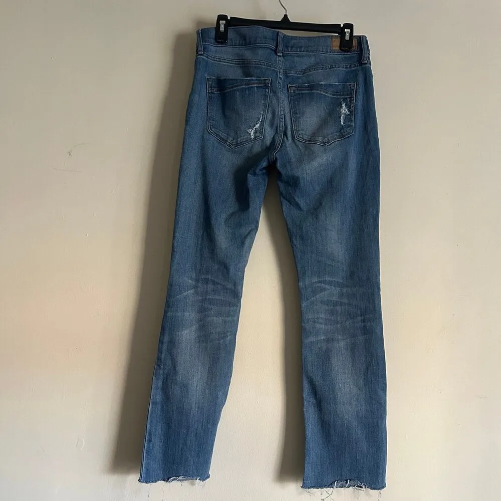 Express Jeans Womens 8R Barely Boot Mid Rise Distressed Blue Denim Stretch - Image 2