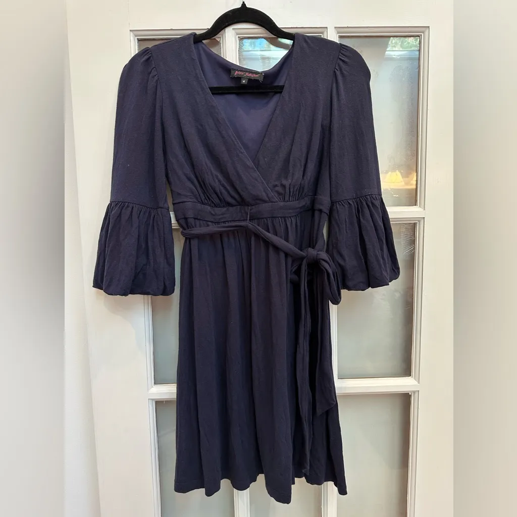 Vintage Betsey Johnson Y2K 90’s Navy Blue Babydoll Mini Dress Size M Flawed Gem - Image 12