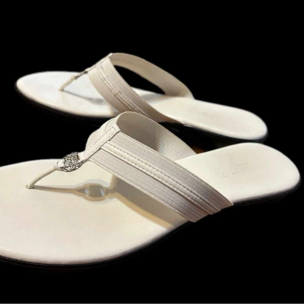 Nine West White Sandals with Silver Detail - Image 2