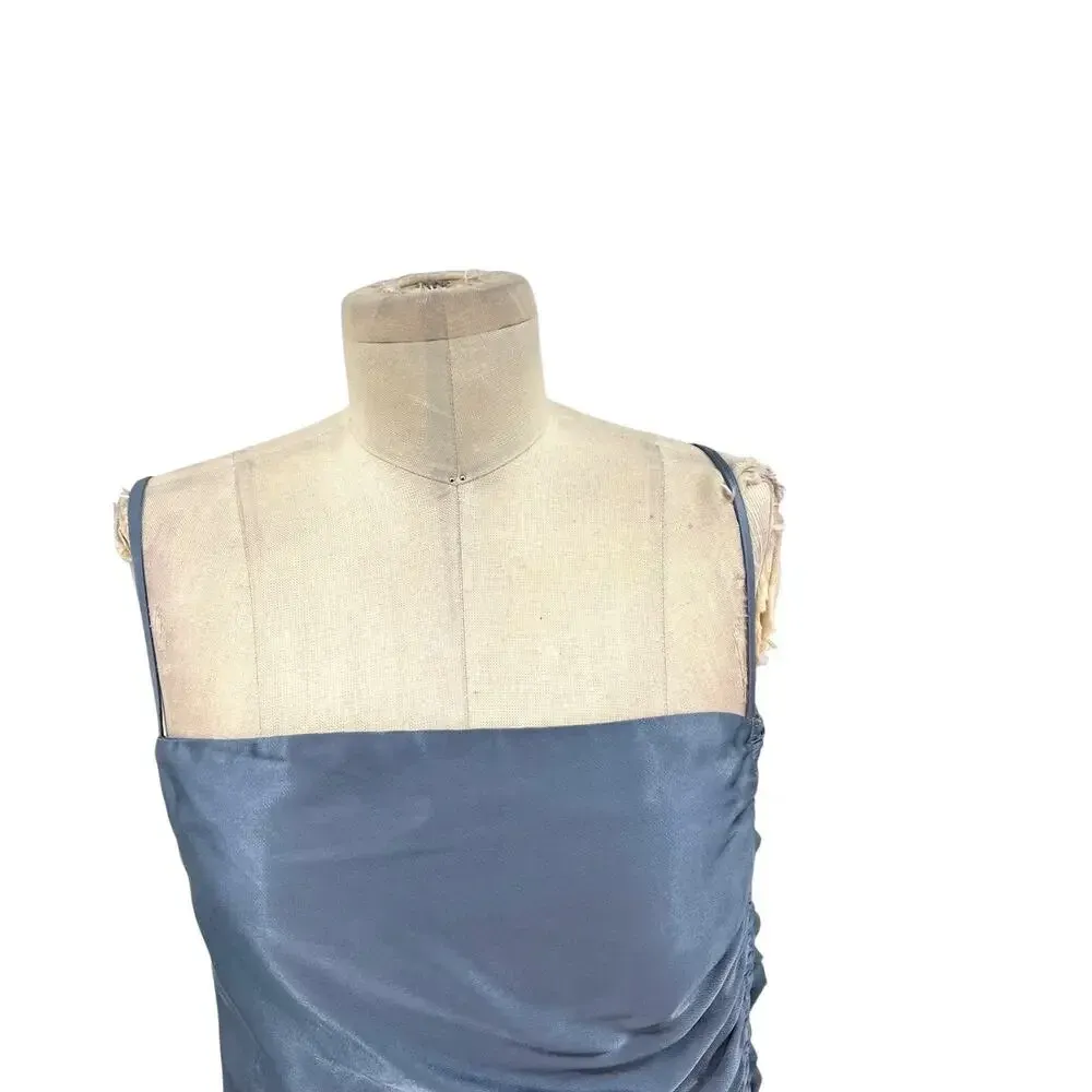 Shona Joy Lily‎ Bias Ruched Midi Dress Blue Smoke Size US 6 - Image 4