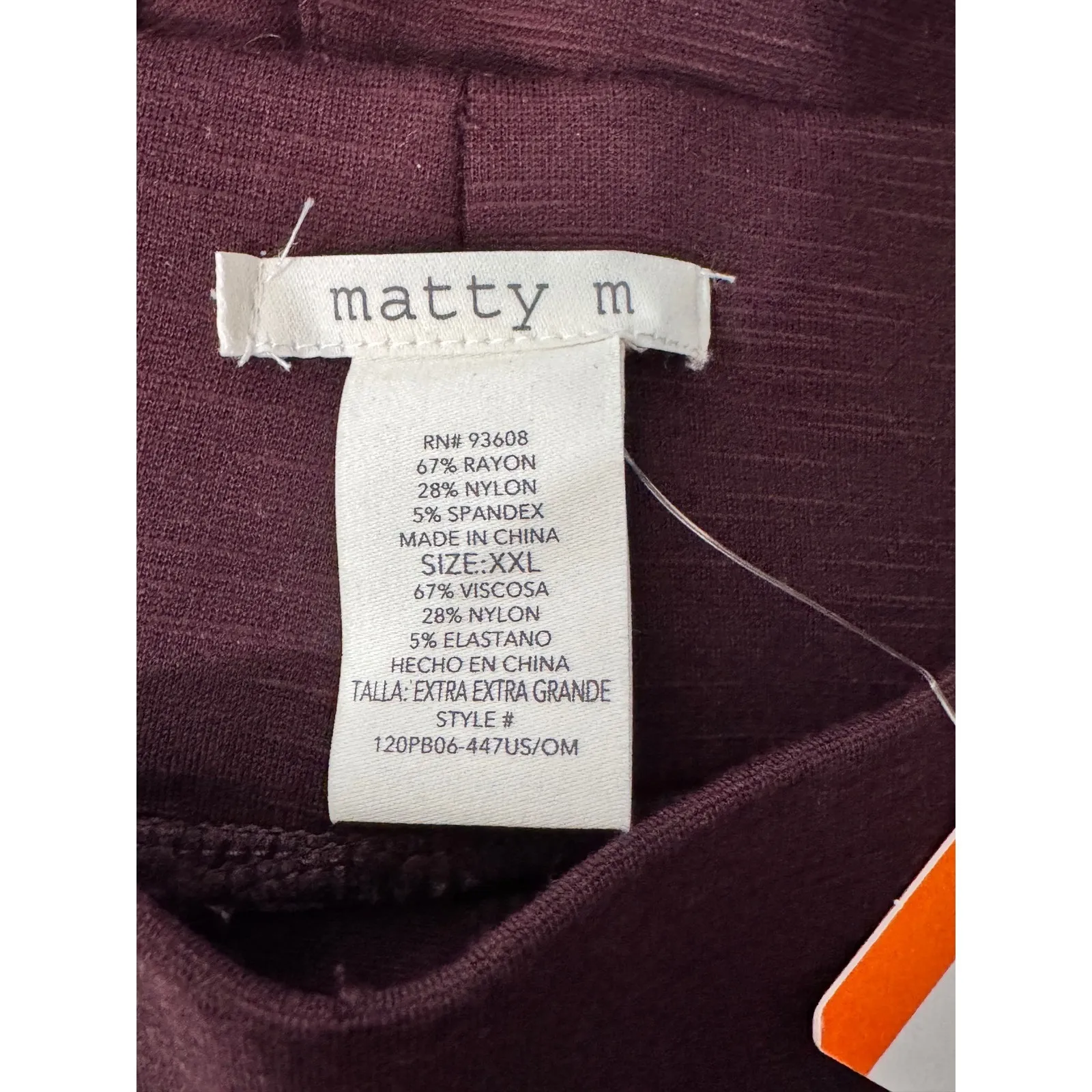 Matty M Womens Dark Wine Heathered Leggings Pants Size XXL Purple - Image 6