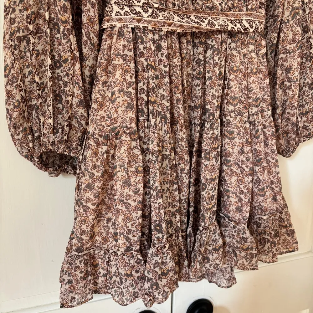 Ulla Johnson Eleni Dress Gardenia Size 12 Mini Waist Silk Balloon Sleeve Paisley - Image 12