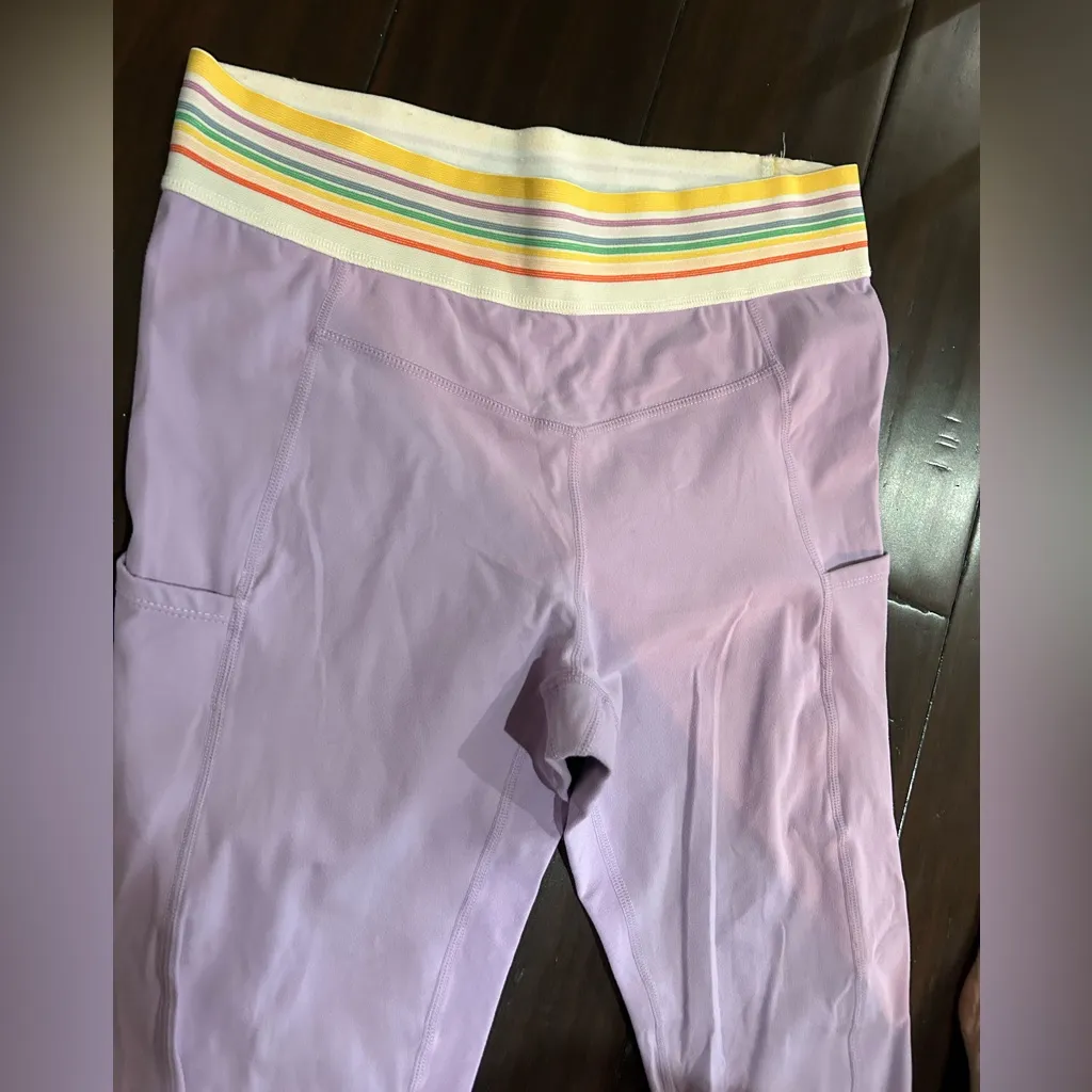 Marine Layer Purple Leggings Rainbow Waistband Activewear Large - Image 5