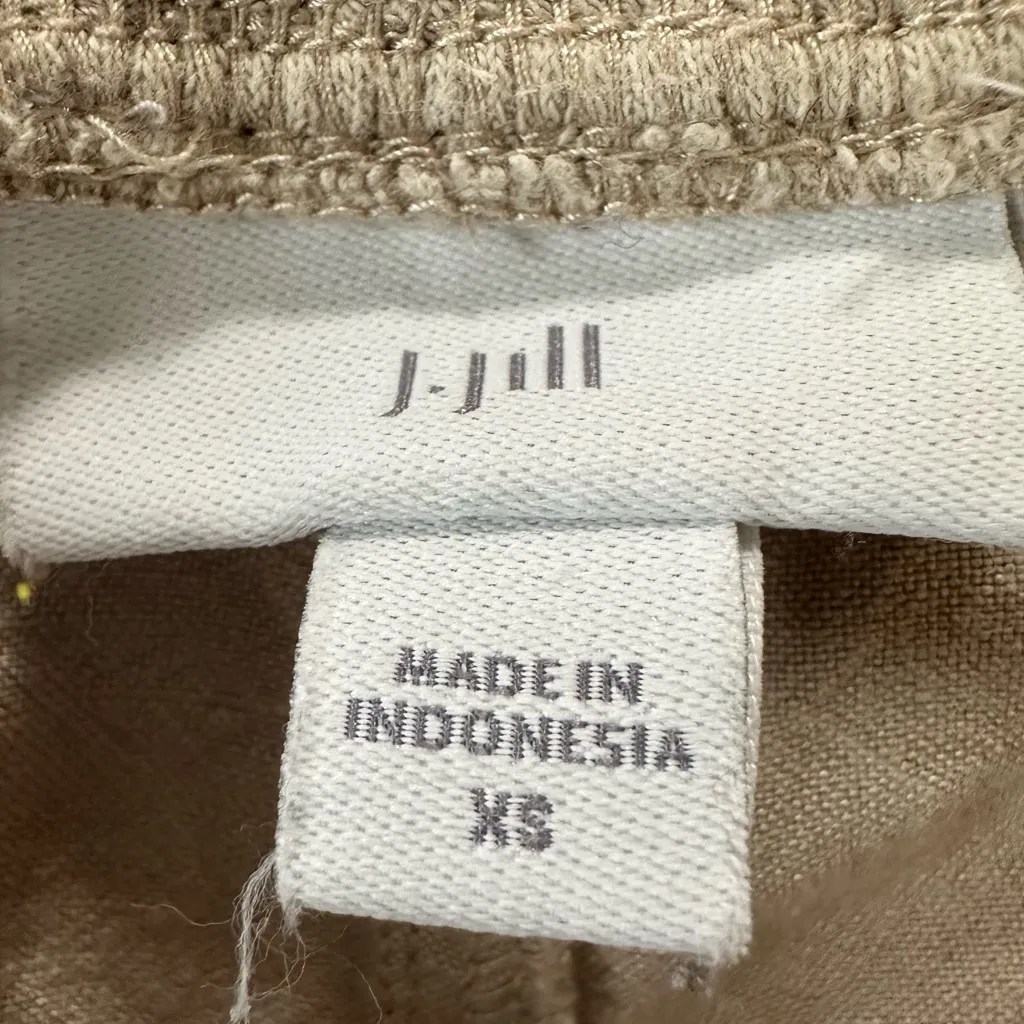 J. Jill Beige Linen Blend Pull On Pant Roll Tab Sz XS Tan - Image 6
