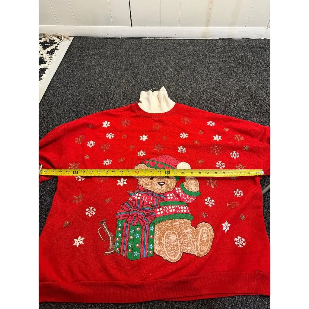 VTG 90s Nutcracker Teddy Bear Christmas Sweatshirt Women’s 20W/40 Red Snowflakes Size undefined - Image 9