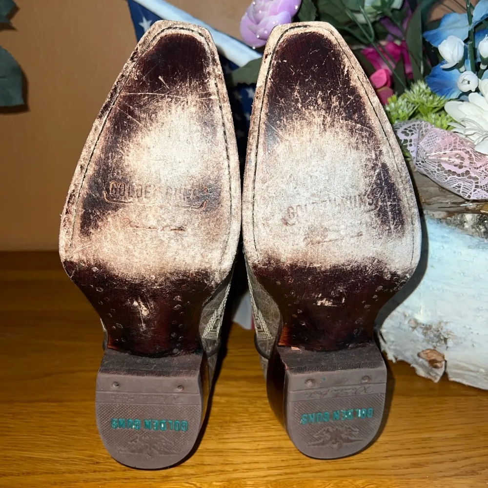 Distressed Brown Embroidered/Crystal   Western Boots  US6 MEX23 - Image 6