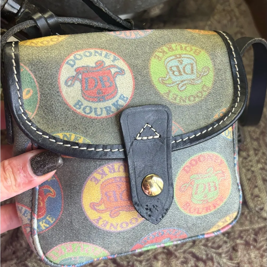 Authentic Dooney & Bourke Colorful Logo snap flap small shoulder bag Made in USA - Image 11