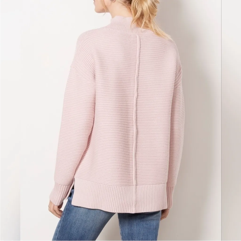 Evereve Foster Turtleneck Ribbed Chunky Knit Sweater‎ Size XS Oversized Pink - Image 3