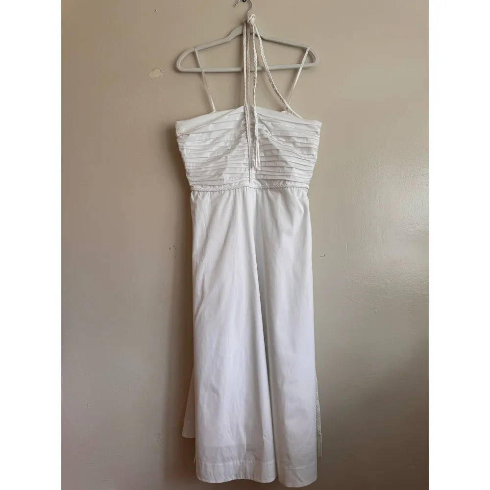 Veronica Beard white  strapless halter midi TUCKER DRESS size 12 / large - Image 13