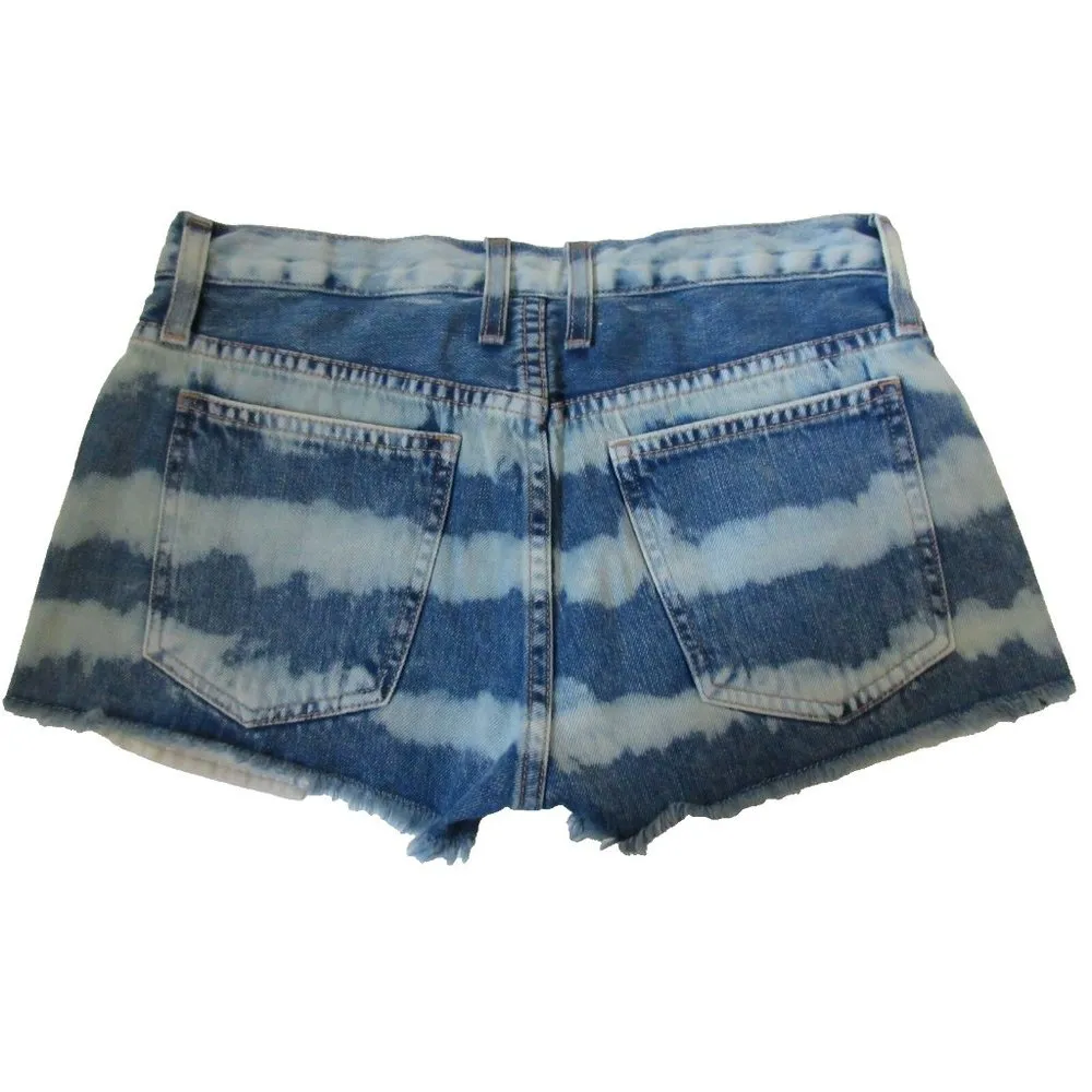 NWT Current/Elliott The Boyfriend Short in Indigo Painted Stripe Cutoff 25 $168 - Image 4