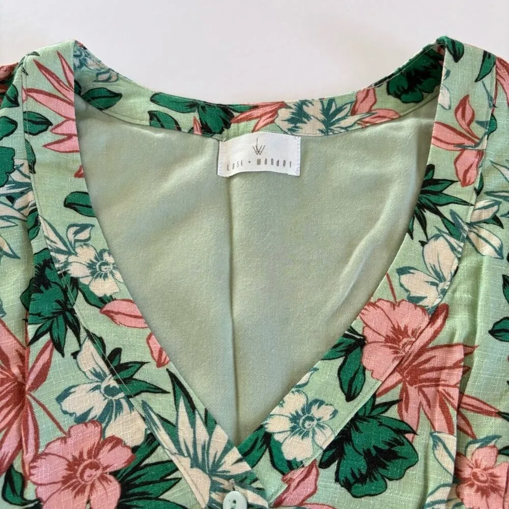 Lost + Wander Island Hopper Mint Floral Tropical Maxi Dress Size Medium - Image 4
