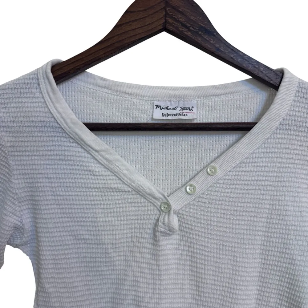 Michael Stars Retroversable White Long Sleeve Henley Top - Image 3