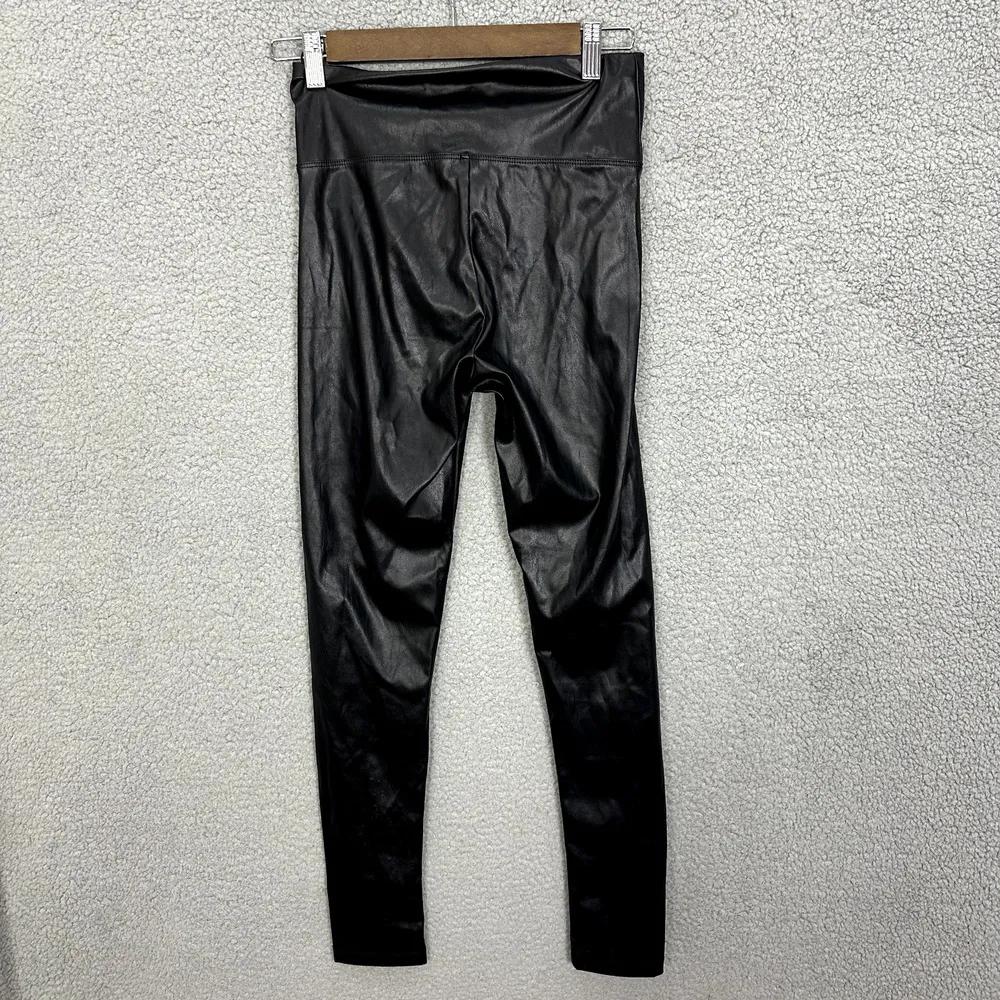 21 Saints Pants‎ Womens Small Black Faux Vegan Leather Pull On Boho Moto Rocker - Image 2