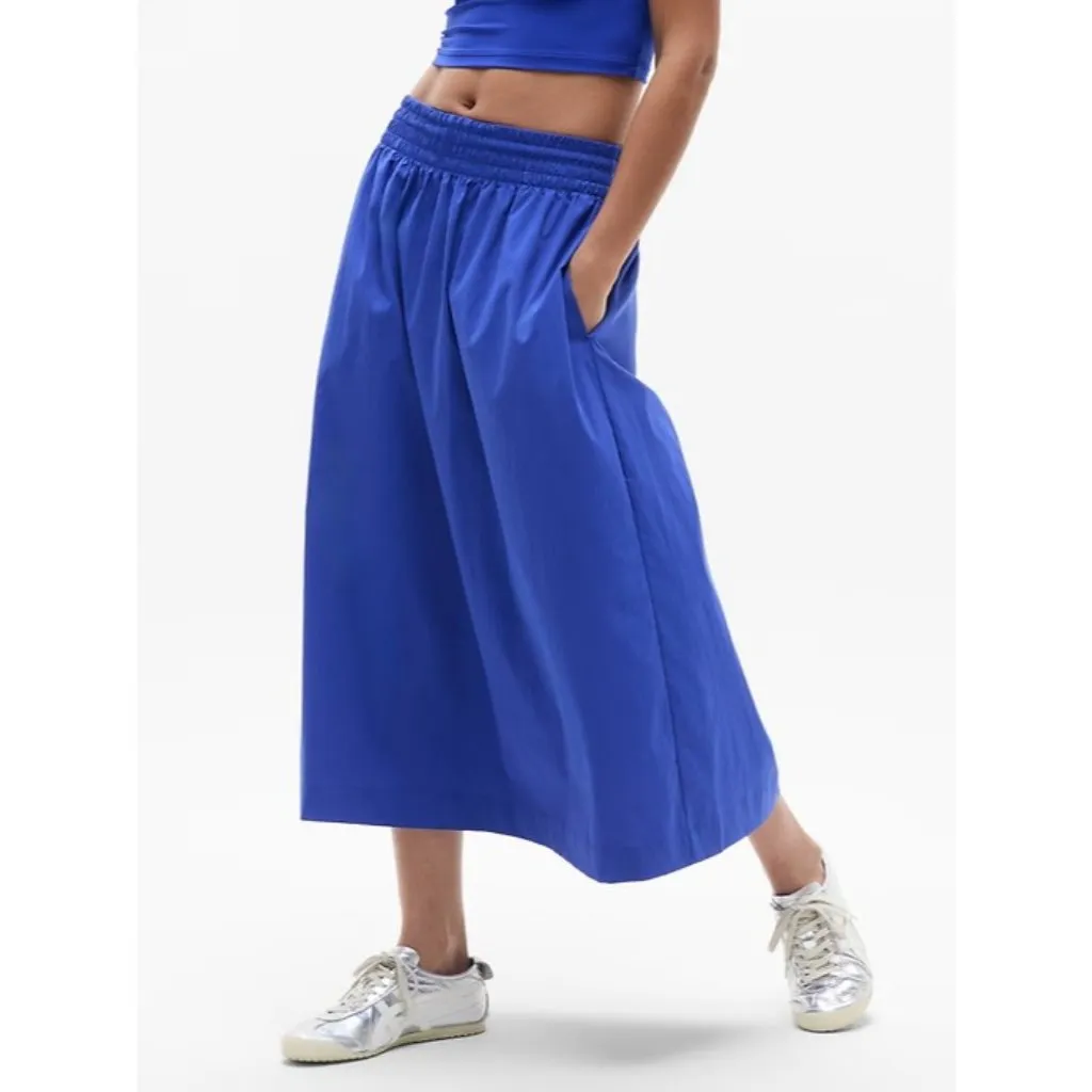 Athleta XL Midday Mid Rise Midi Poplin Skirt Varsity Blue X-Large - Image 3