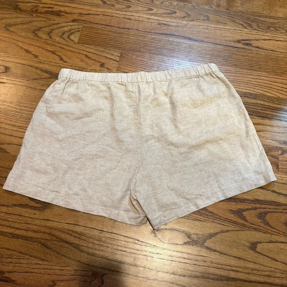Banana Republic Linen Blend Women's‎ Shorts Beige Size XL Stretch Waist Pockets - Image 2