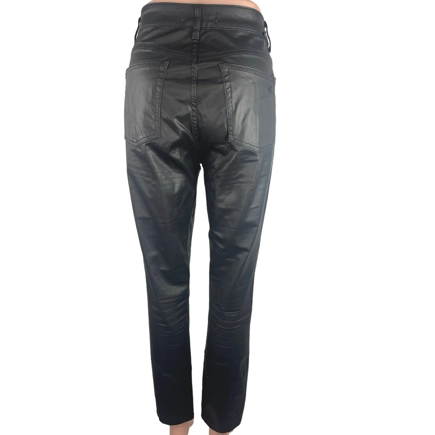 DL1961 x Jessica Alba Black No. 1 Trimtone Skinny Leg Coated Jeans Pants Sz 30 - Image 3