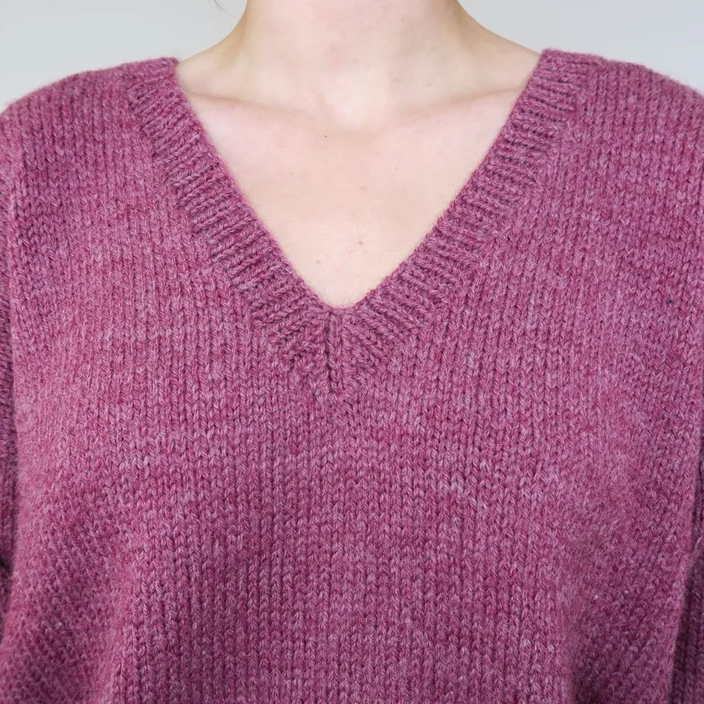 Vintage 80s Maroon V Neck Sweater Red Size M - Image 5