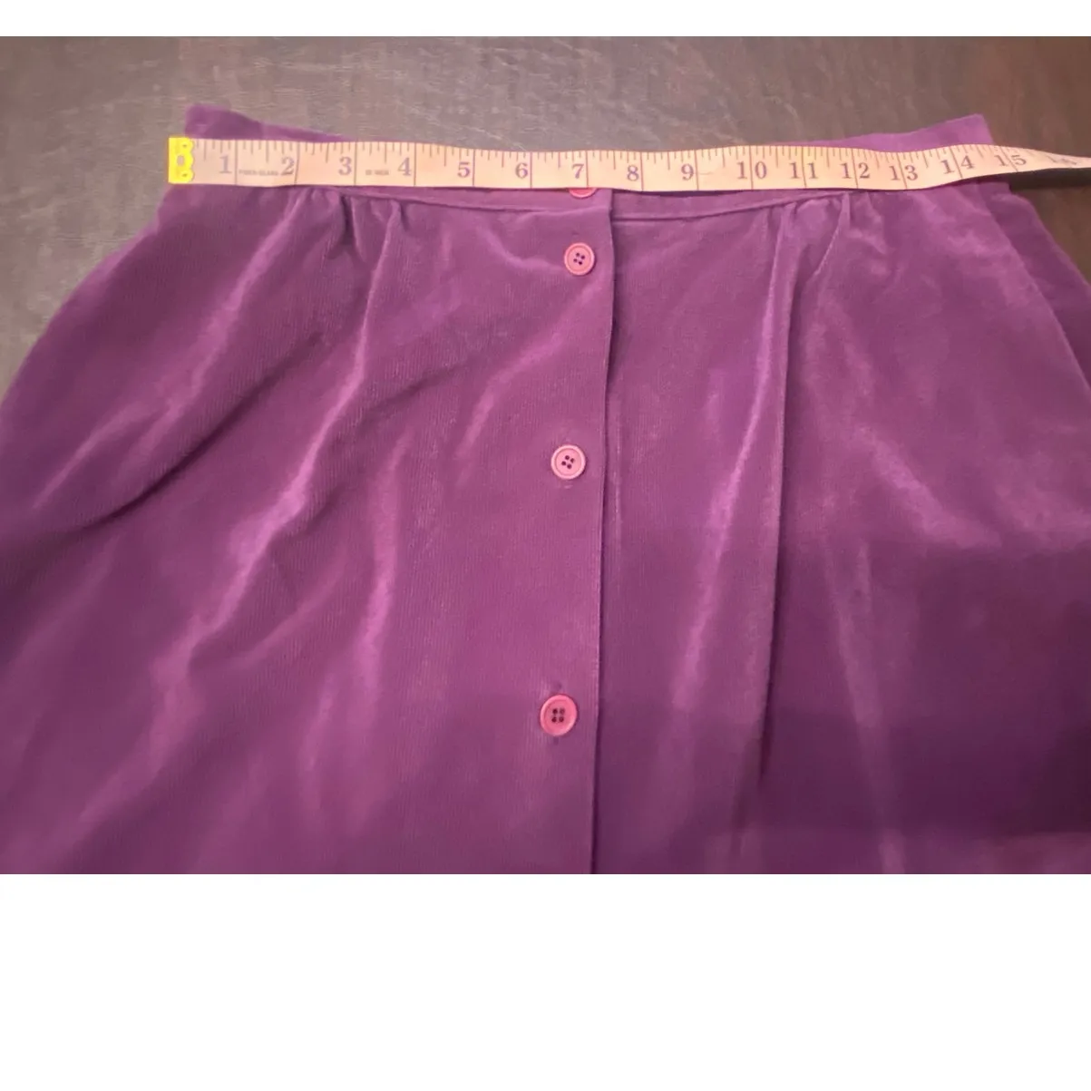 Vintage 90s Plum Corduroy Button Front Midi Skirt Dark Academia Coquette Small Purple - Image 7
