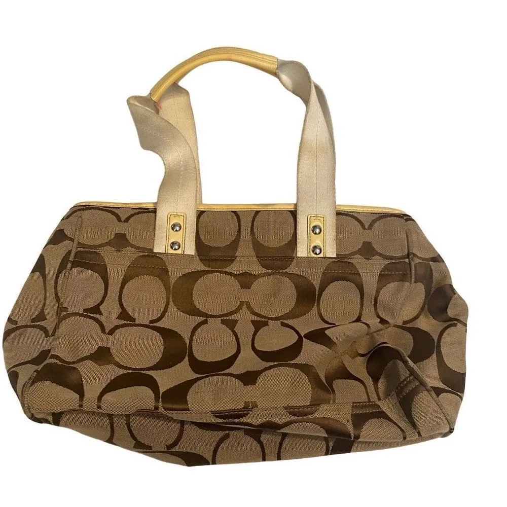 COACH Signature Daisy Vintage Tote Bag  Tan And  Brown‎ 8X4X12 SEE DESCRIPTION - Image 2
