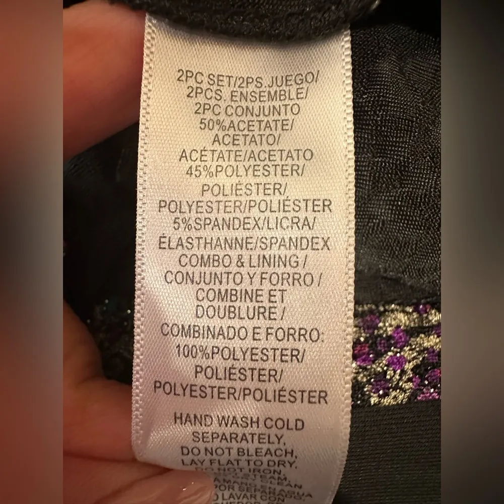 EUC Alex Evenings Black and Pink Blouse 2 pice set with Square Neckline - Image 11