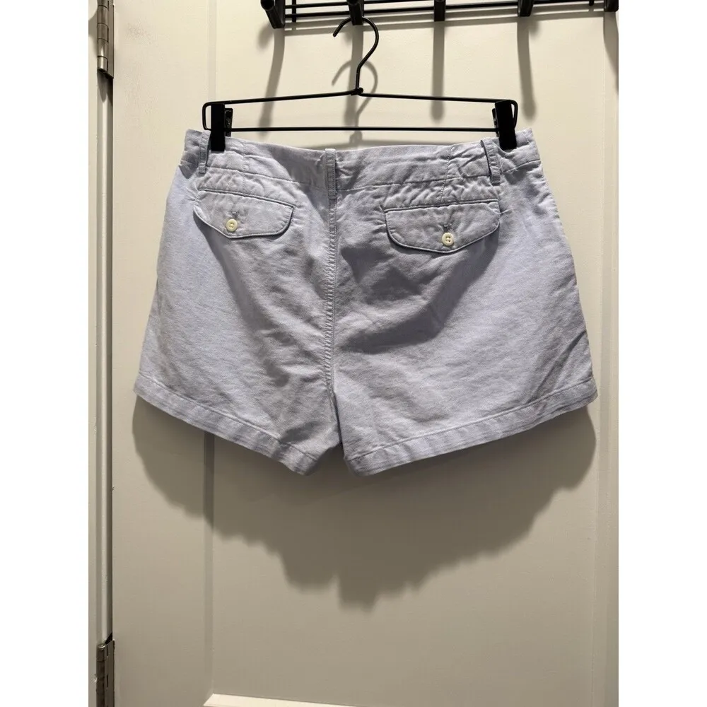 Ralph Lauren Women's Blue Cotton Chino Shorts Sz 8 Preppy Coastal Nautical - Image 2