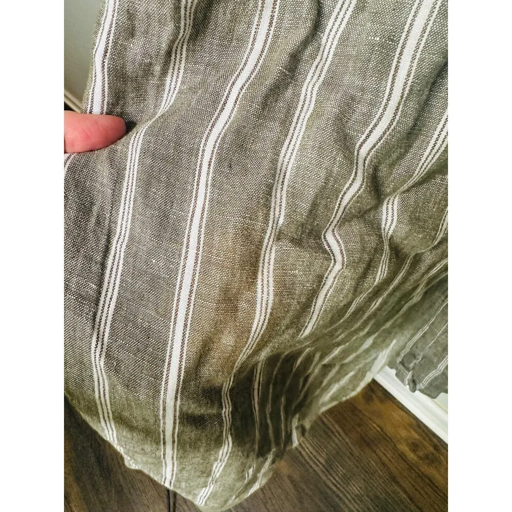 MADEWELL Green Stripe 100% Linen Sweetheart Neckline Campbell Jumpsuit Size 8 - Image 7