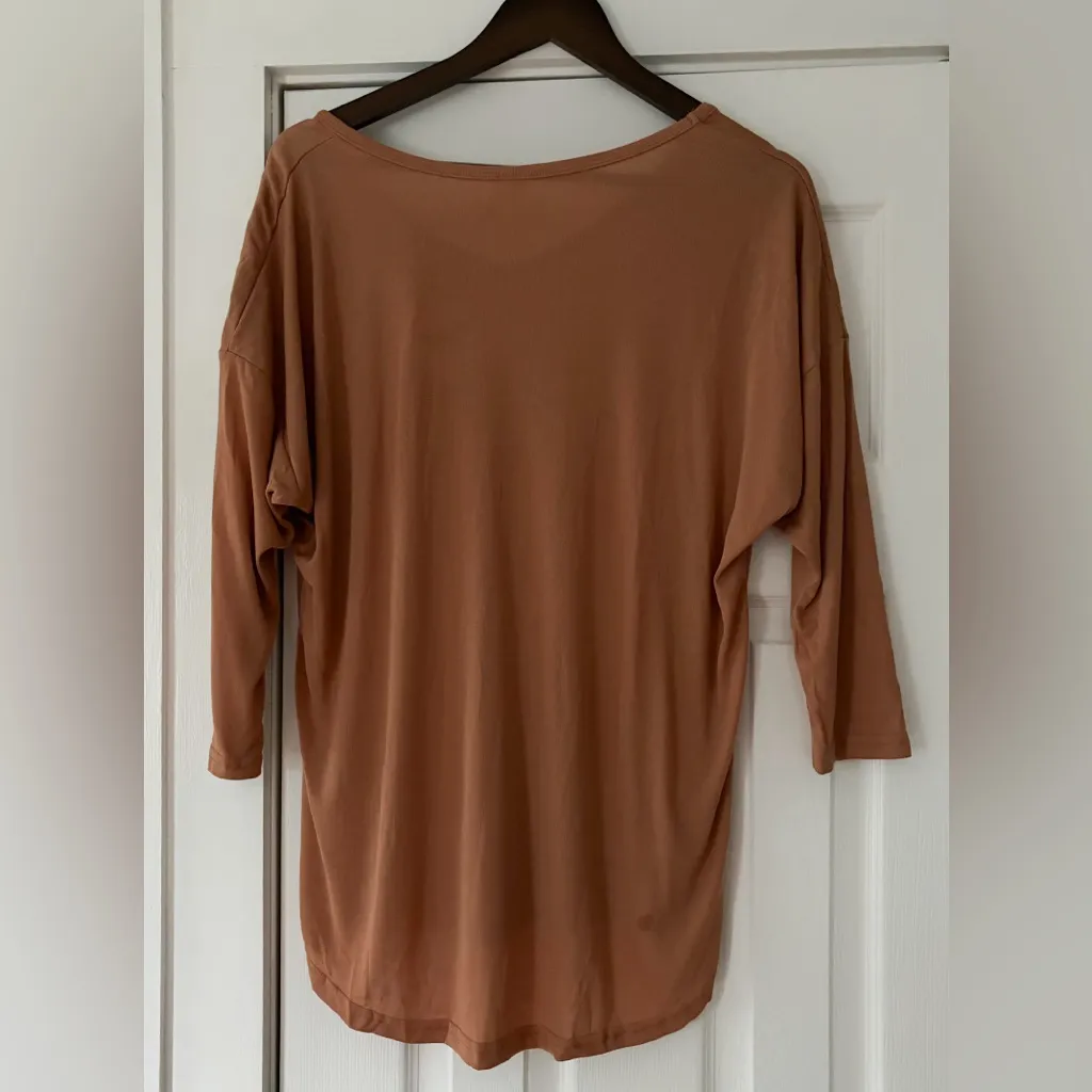 Lush Women's Brown Long Sleeve Top with Braided Shoulders Size Large NWT - Image 2
