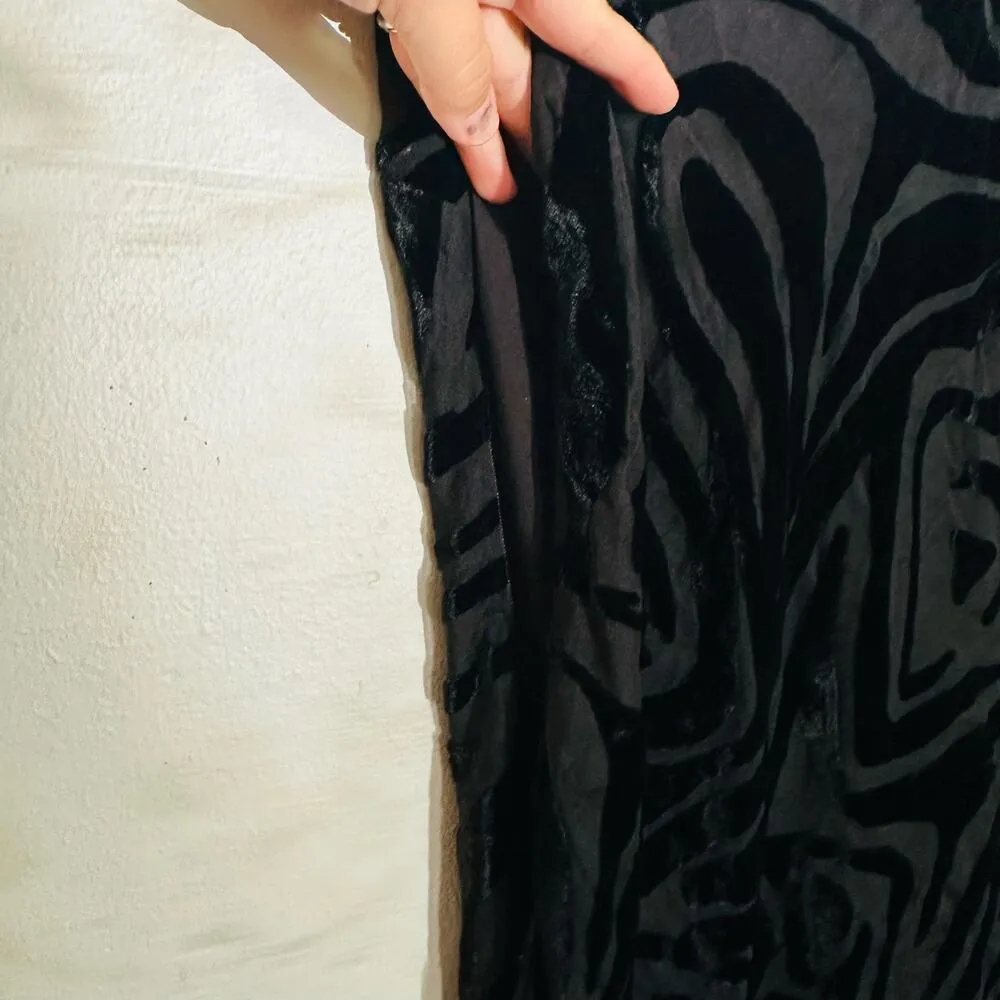 RONNY KOBO COLLECTIVE Black Burnout Velvet Side Slit Slip Maxi Dress Size 2 - Image 11